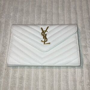 White Quilted Envelope Wallet Clutch